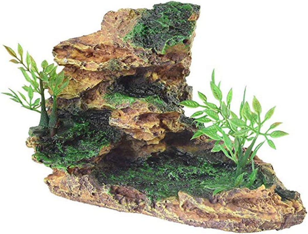 Reptile Small Hide, Turtles Hide Cage, Artificial Plant Rock, Humidified Habitat Decoration